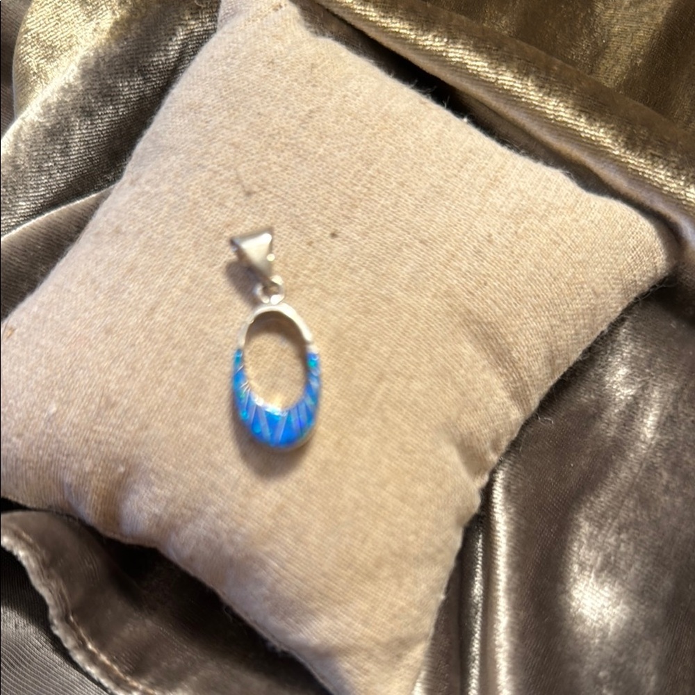 Elegant two sided Pendant! Opal and then Onyx set in Sterling Silver